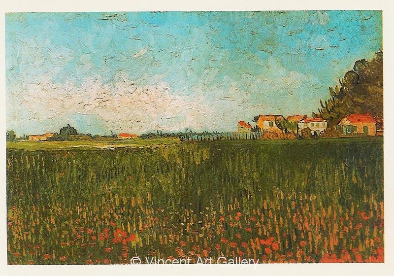 JH1423, Farmhouses in a Wheat Field Near Arles